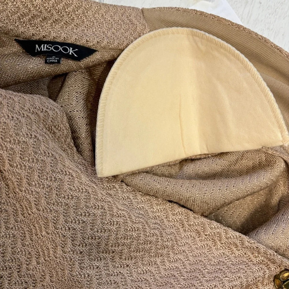 Exclusively Misook Tan Blazer Jacket Knit S Gold Buttons - Picture 6 of 8